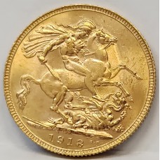 AUSTRALIA 1918 . ONE 1 SOVEREIGN . PERTH . GOLD